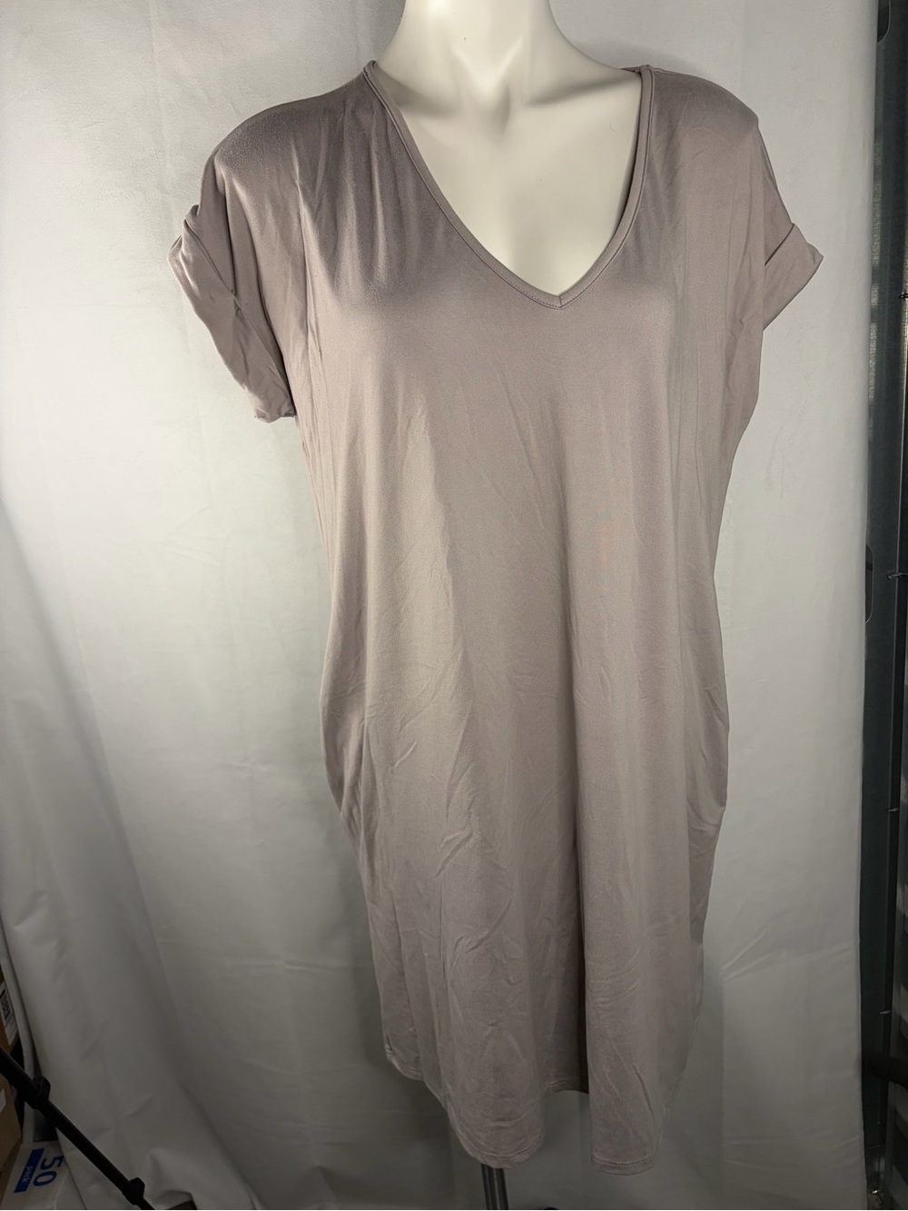 entro Gray V-Neck Short Sleeve Tunic